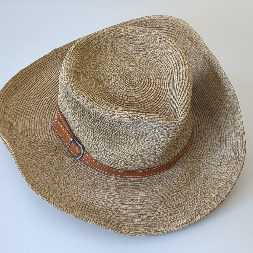 Tan Straw Hat with Brown Band